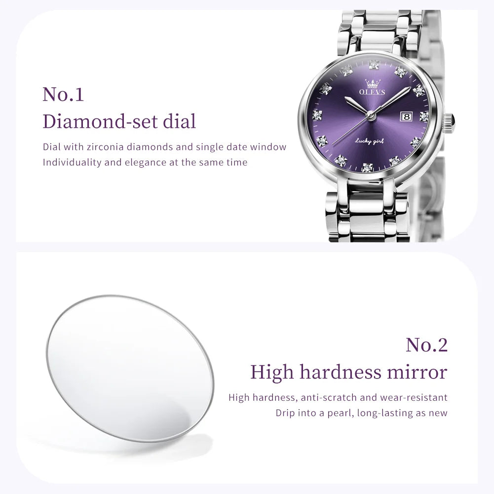 OLEVS 5575 Elegant Womens Quartz Watch With Diamond Calendar