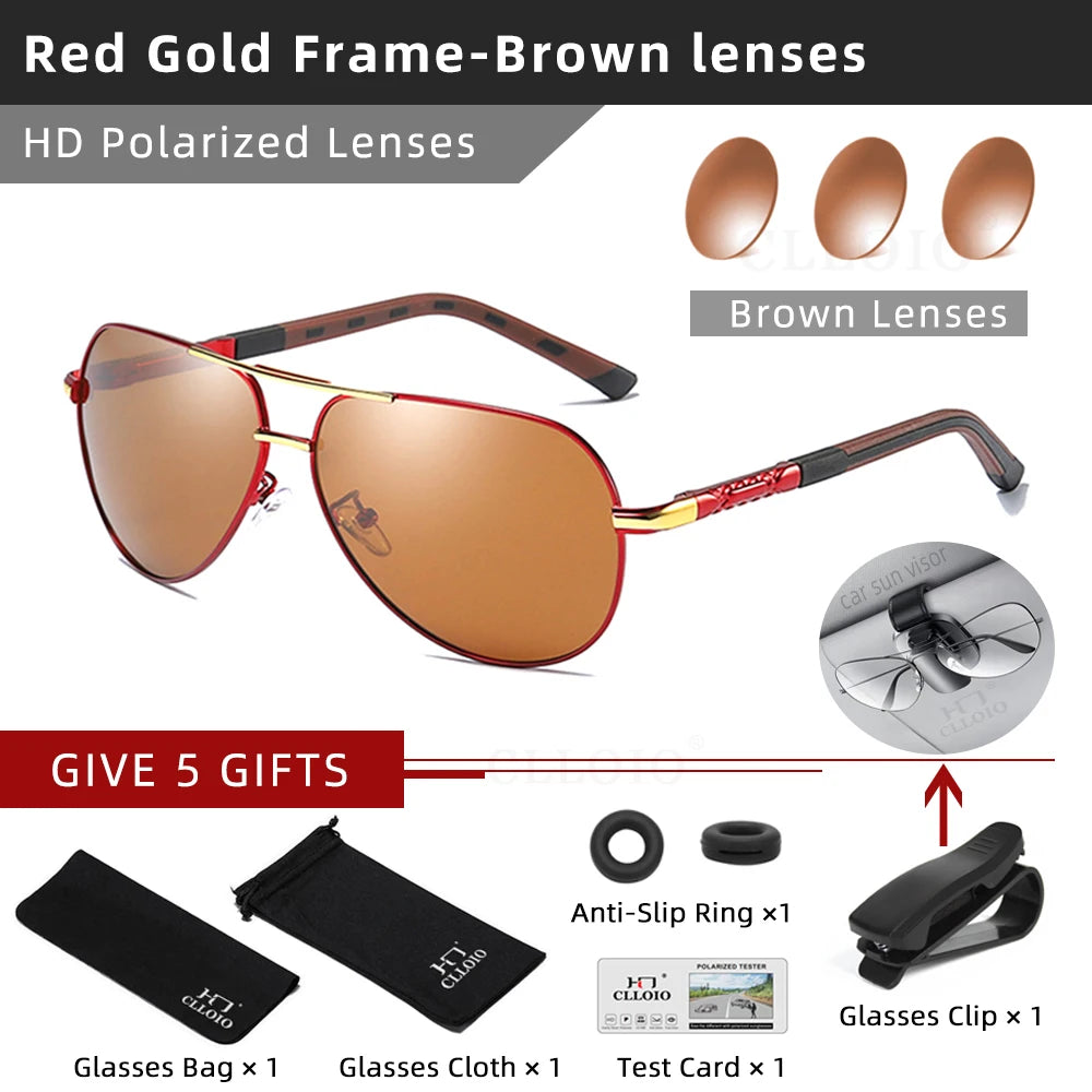 CLLOIO Men Aluminum Polarized Sunglasses Driving Glasses