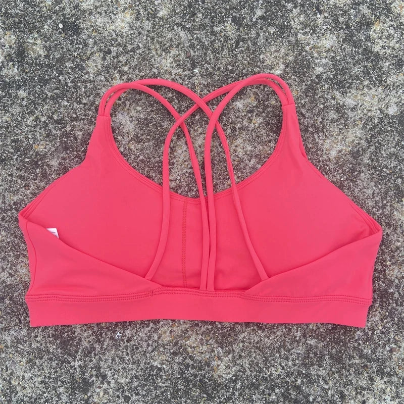 Breathable Women Cross Sports Bra With Chest Pad For Yoga