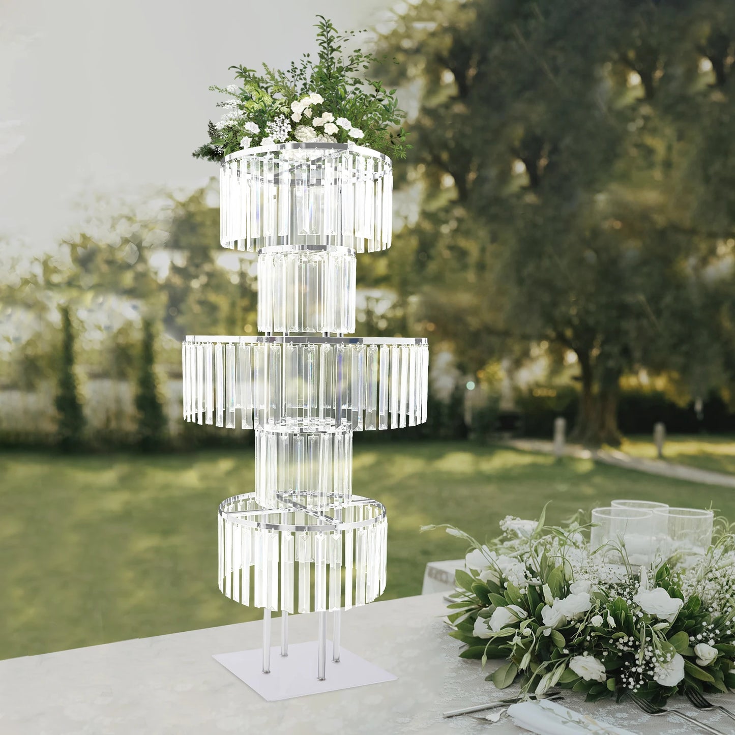 Elegant 5 Tier Acrylic Wedding Centerpiece Stand for Decor