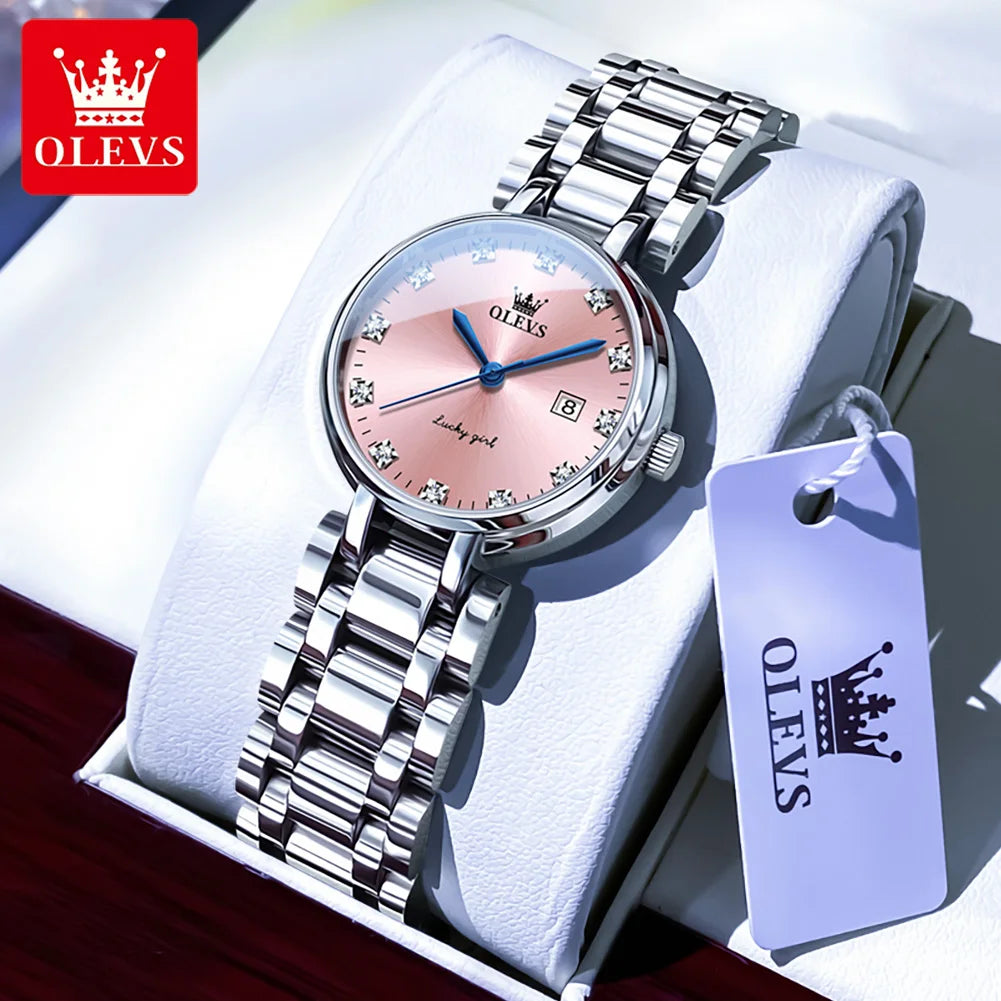 OLEVS 5575 Elegant Womens Quartz Watch With Diamond Calendar