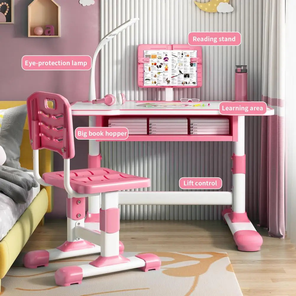 Ergonomic Kids Study Desk Chair Set With Height Adjustment