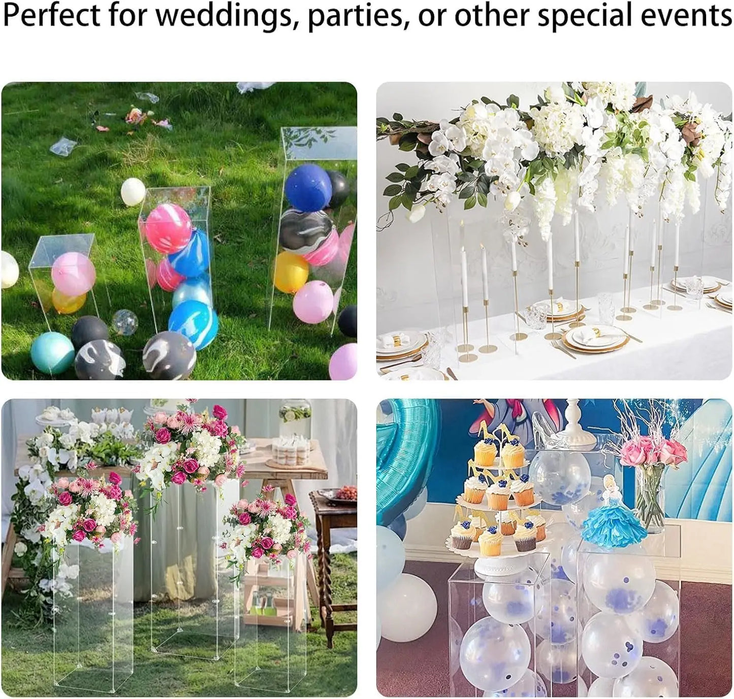 Clear Lucite Pedestal Display Stand Six Piece Set Party Cakes