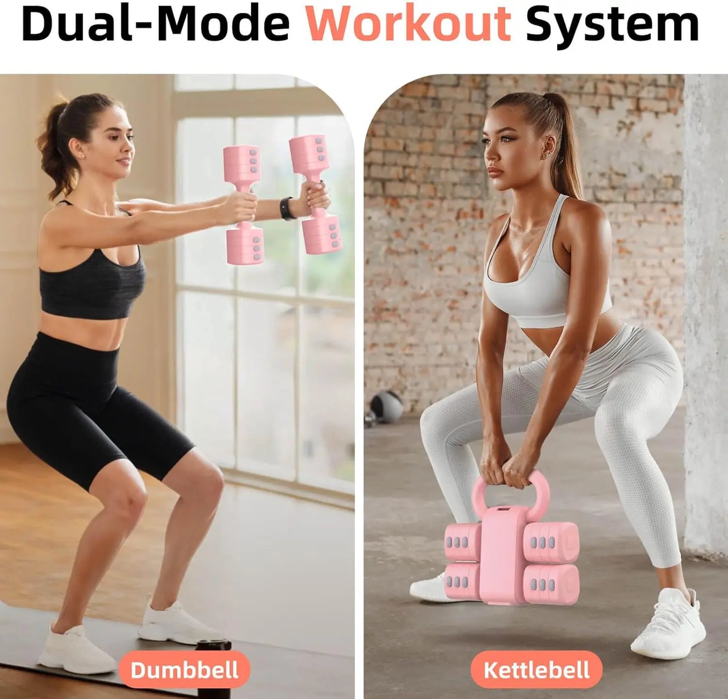 Adjustable Dumbbell Set With Kettlebell Function Four Levels