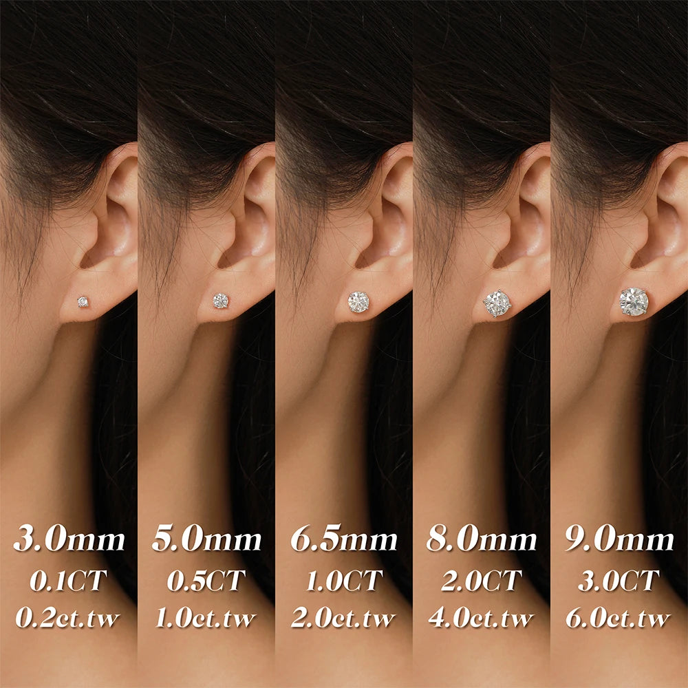 Attagems VVS1 Moissanite Four Claw Sterling Silver Stud Earrings