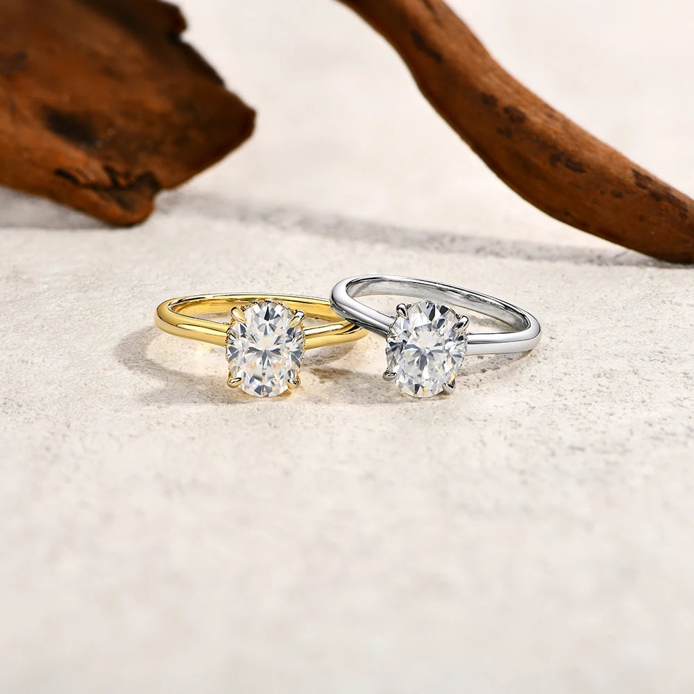 ATTAGEMS Moissanite Ring In Sterling Silver For Women