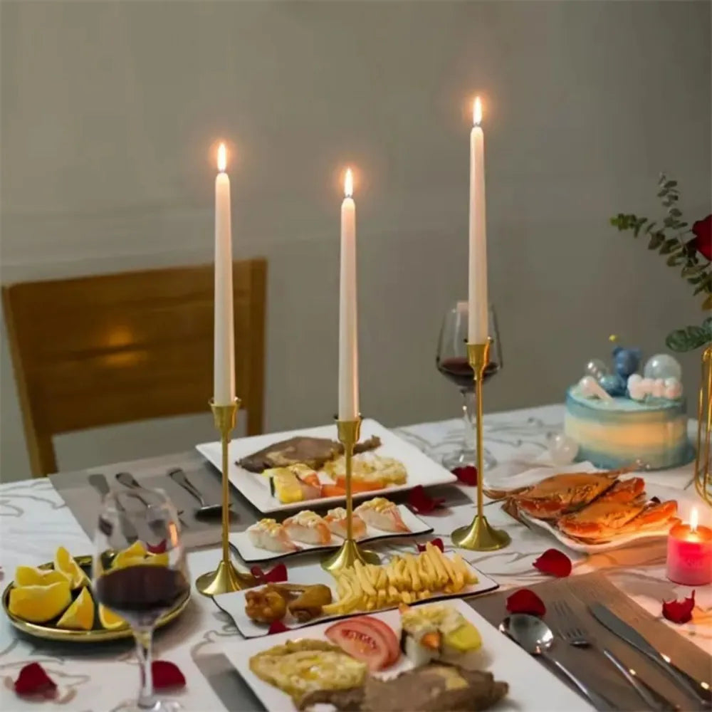 Romantic Metal Taper Candle Holders Set For European Style Decor