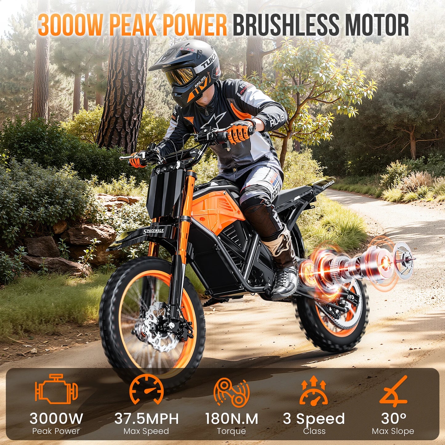 EILLEO SPACEWALK 48V Electric Dirt Bike for Adults and Teens