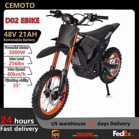 D02 Electric Bicycle 3000W Peak Motor Off Road Bike