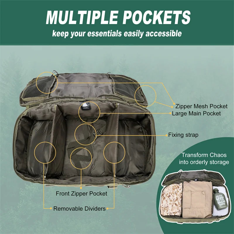 LQARMY Outdoor Mountaineering Backpack Molle Tactical Hiking Bag