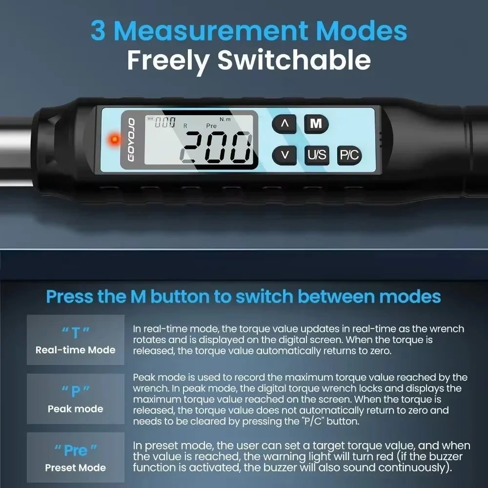 GOYOJO Digital Torque Wrench Precision 2 Percent Accuracy