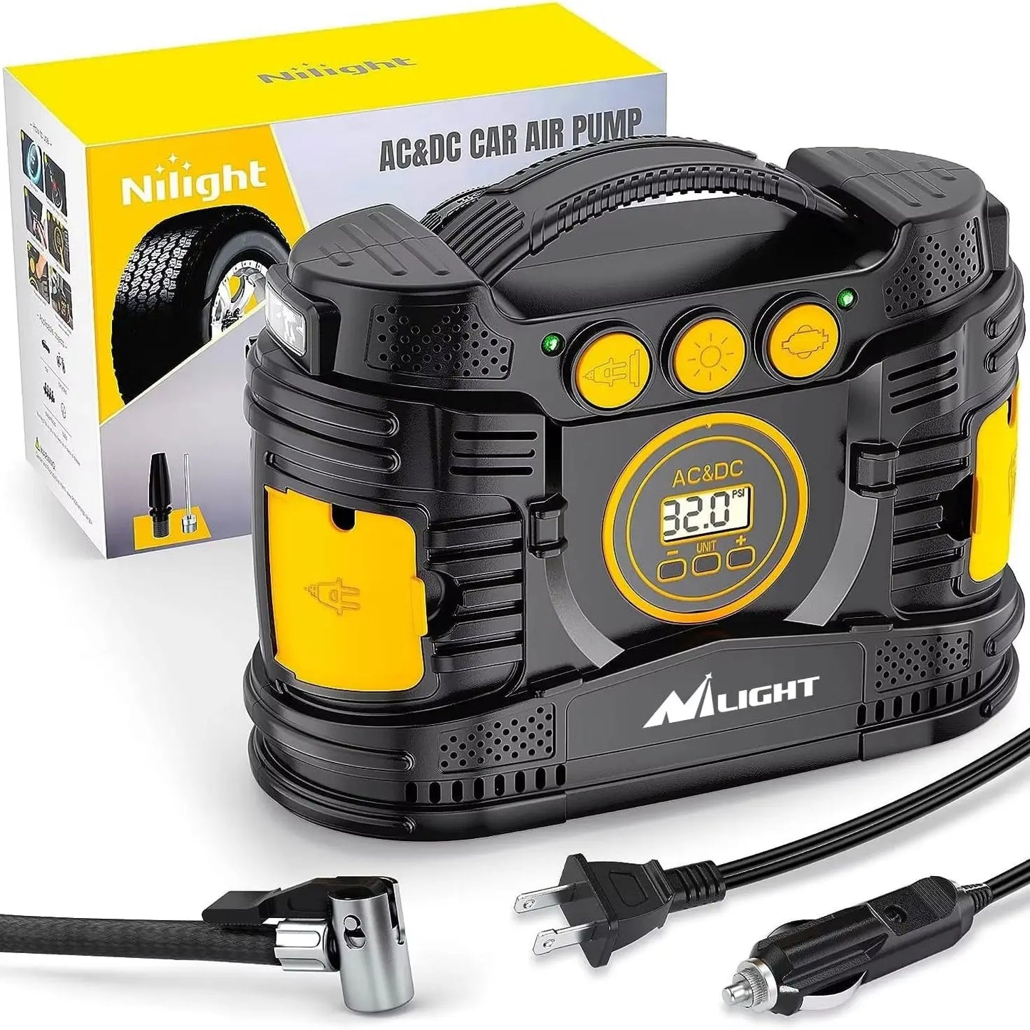 Tire Inflator Portable Air Compressor Dual Power for Cars