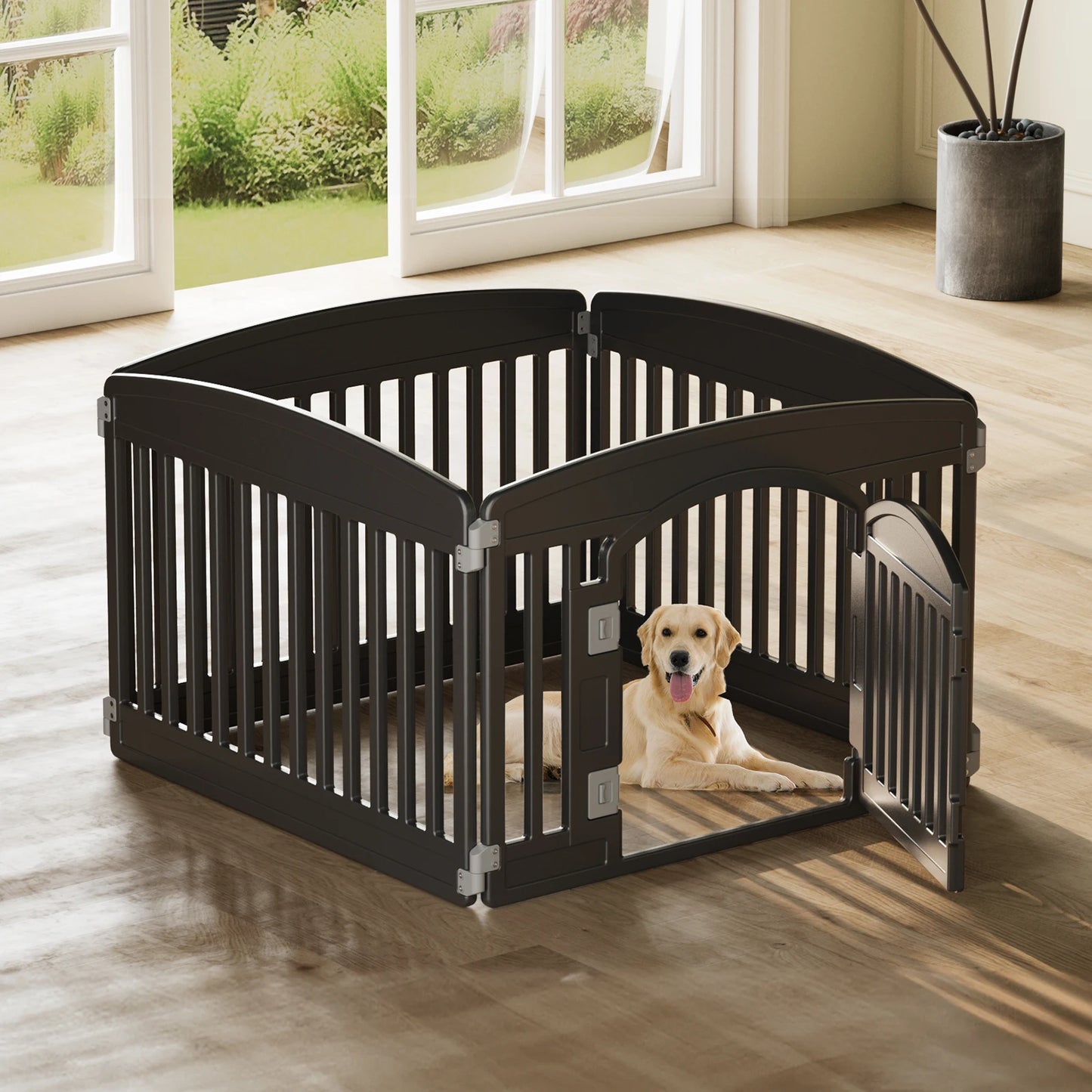 JHK Plastic Dog Playpen Expandable Pet Fence Portable Indoor Outdoor