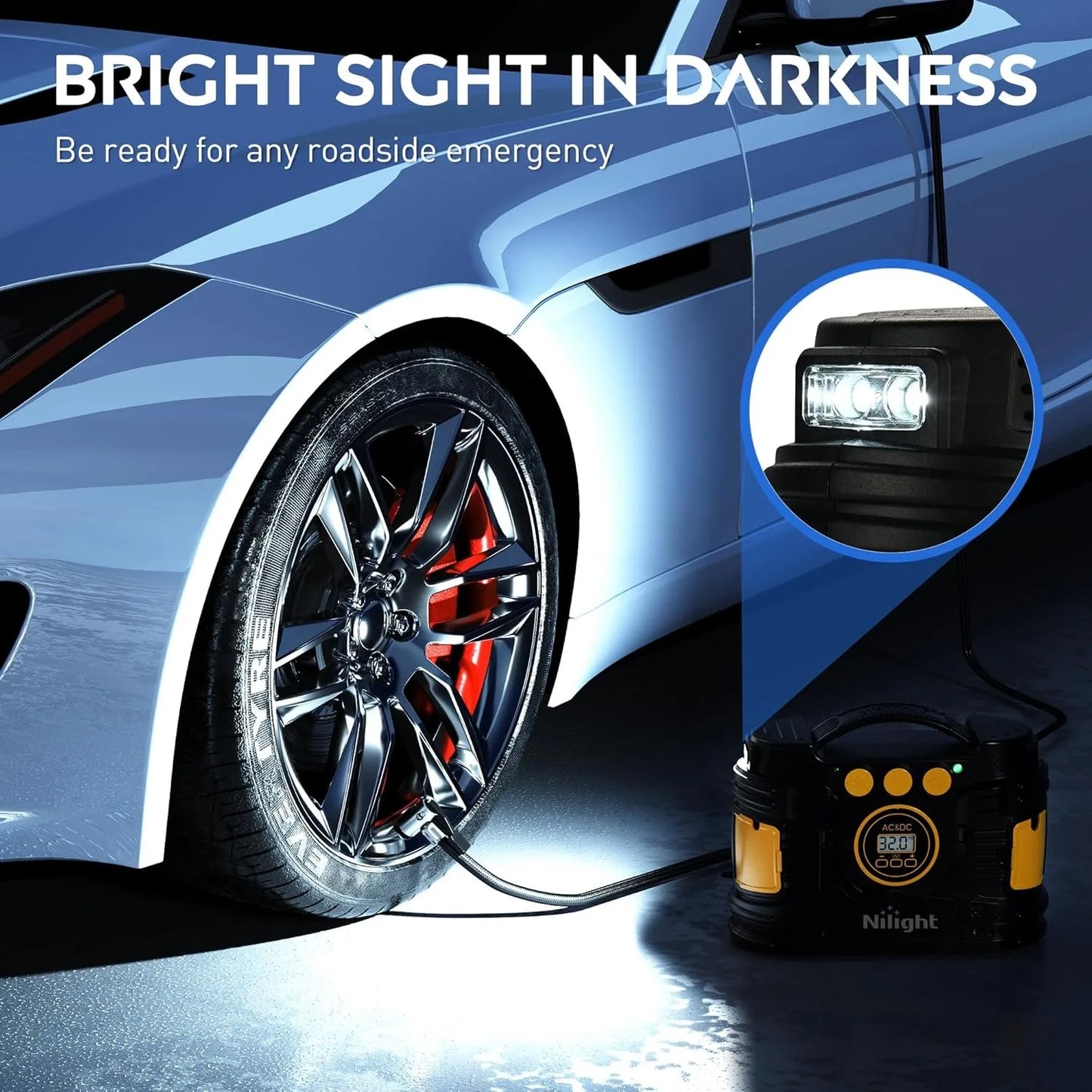 Tire Inflator Portable Air Compressor Dual Power for Cars