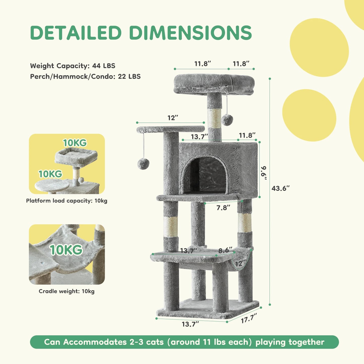 JHKCN Cat Tree Tall Climbing Tower For Indoor Cats