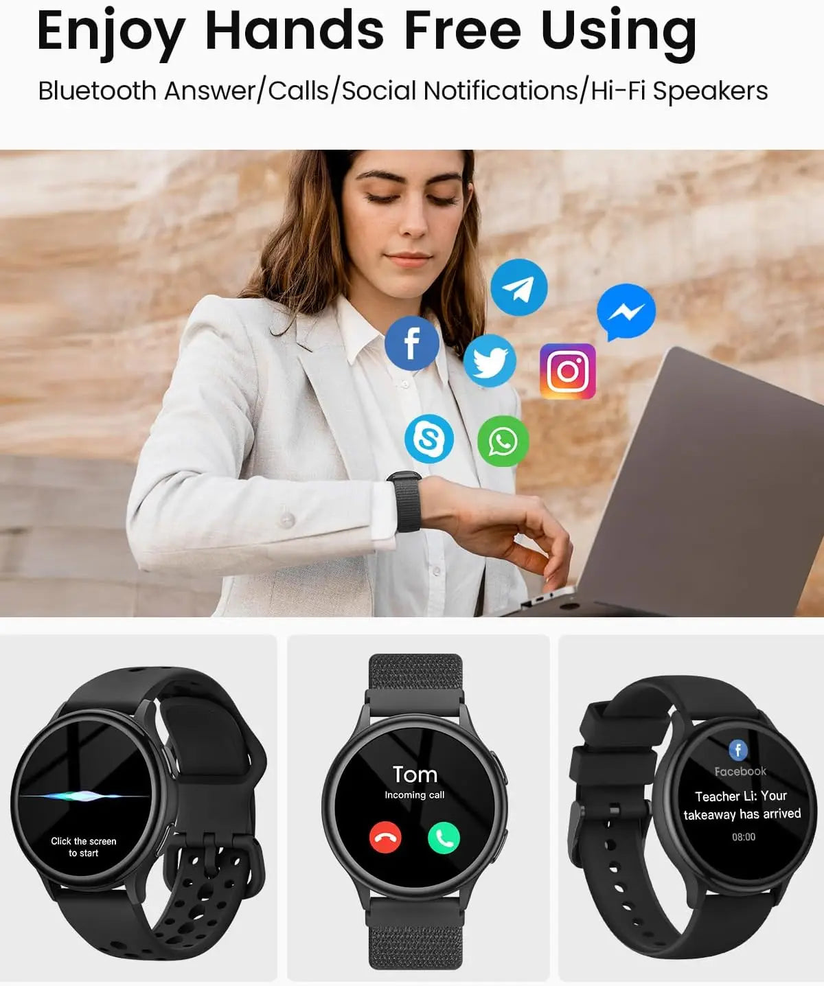 AnyloopCa Women Smartwatch Fitness Tracker Compatible With iPhone Android