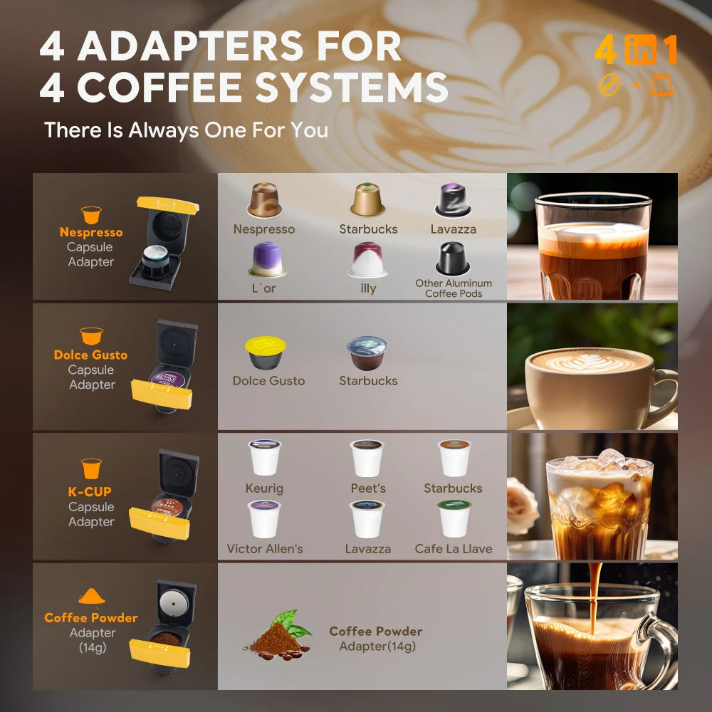Belr-Housewares 4-In-1 Capsule Coffee Machine For Dolce Gusto Nes K-Cup