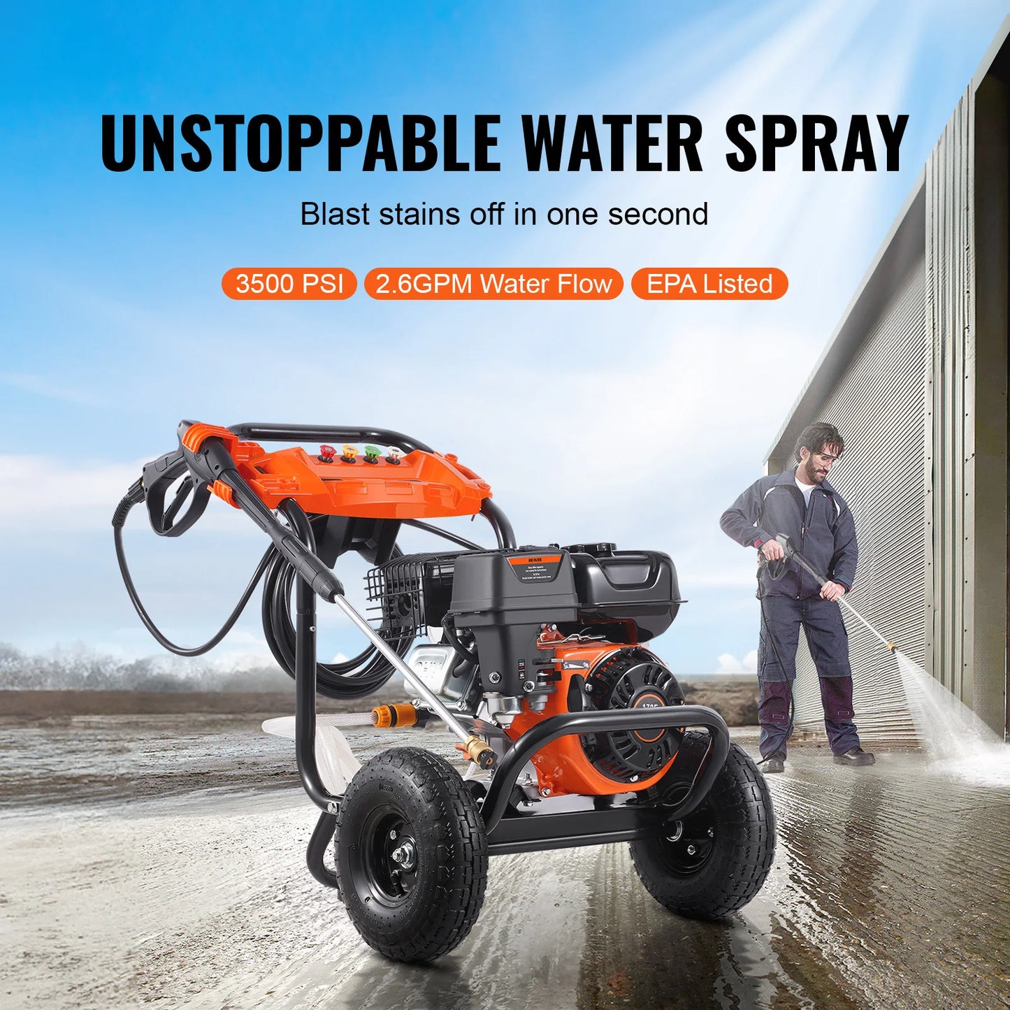 SucceBuy Gas Pressure Washer 3500 PSI 2.6 GPM Aluminum Pump