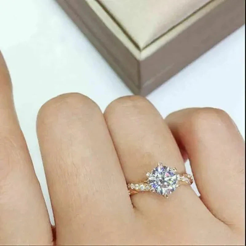 Huitan Classic 6-Claw Cubic Zirconia Ring for Women