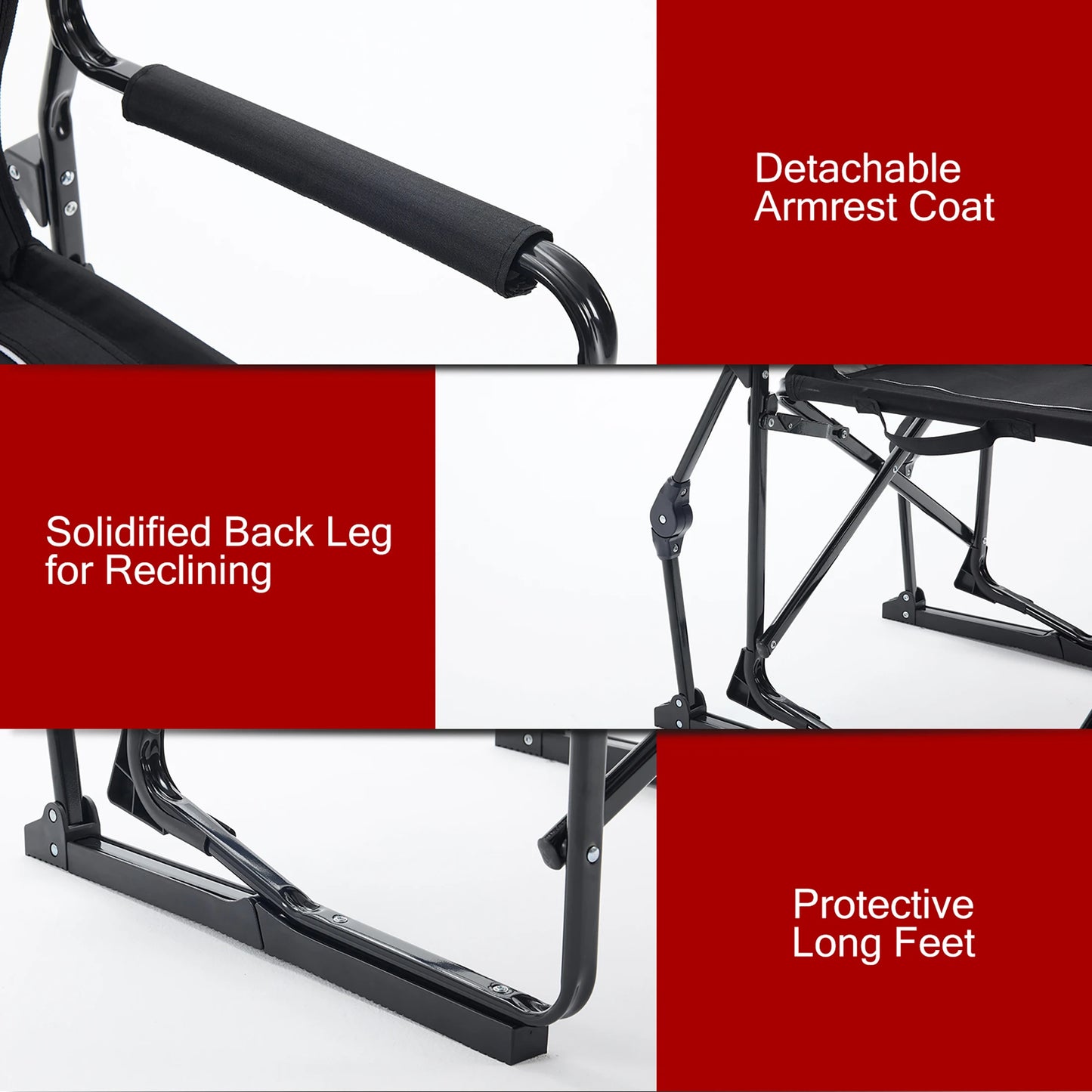 JHK Outdoor Folding Camping Chair With Mesh Back Armrests Waterproof