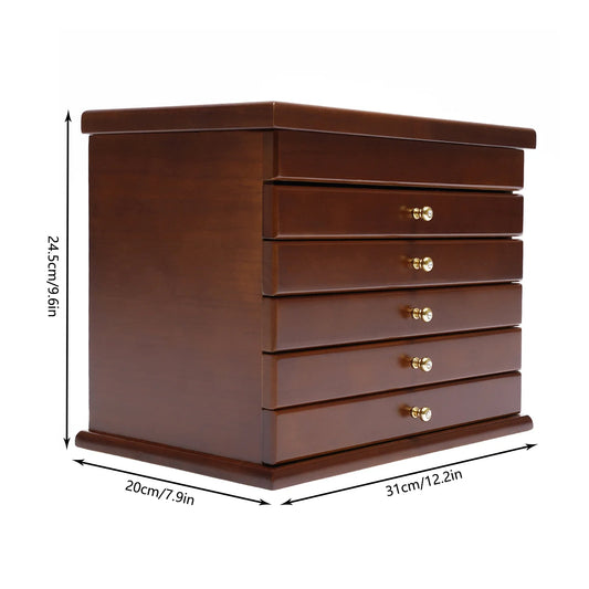 Wooden Vintage Jewellery Storage Box Case Organizer