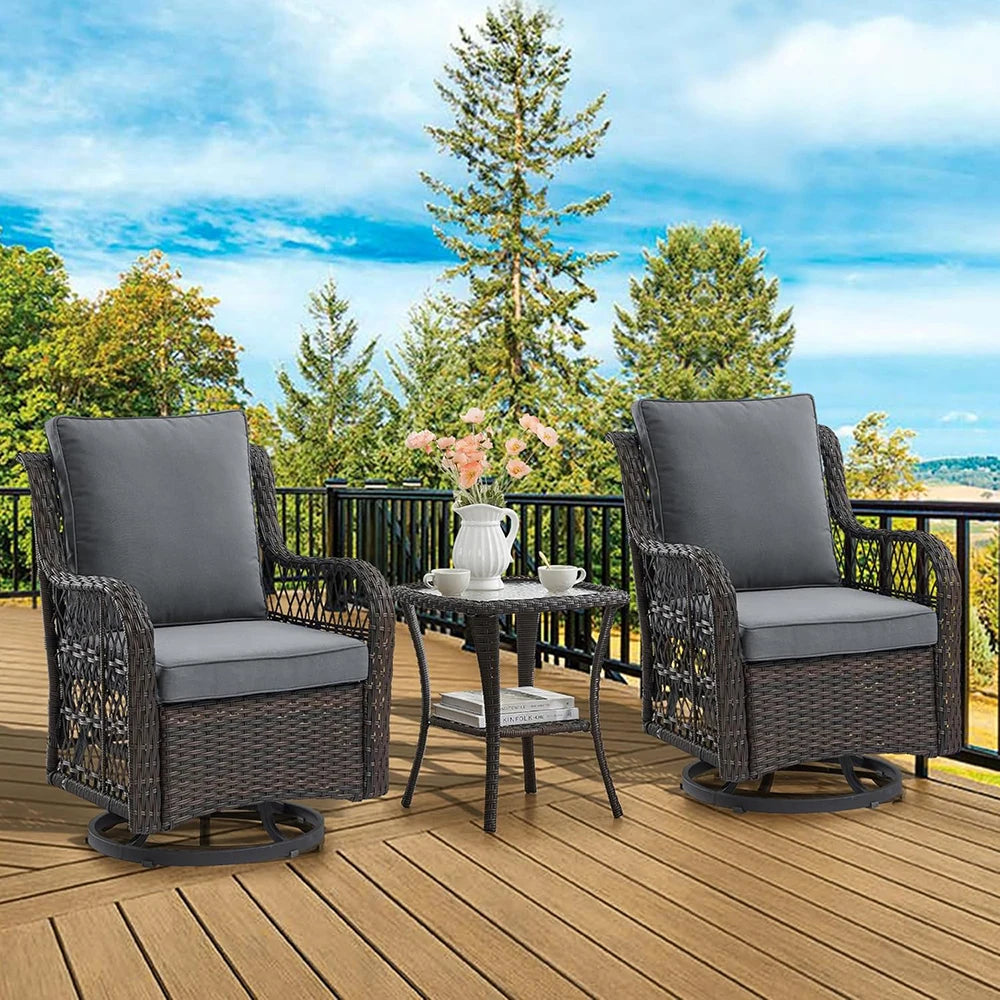 HiMISS 3-Piece Wicker Patio Set With Cushions