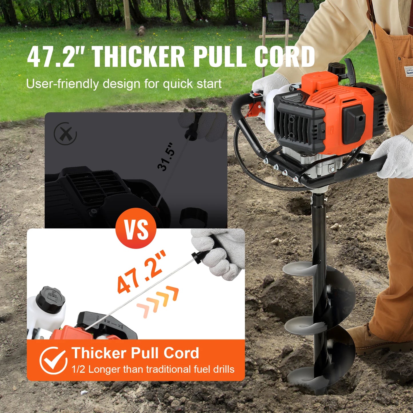 SucceBuy Gas Powered Post Hole Digger Earth Auger Pro