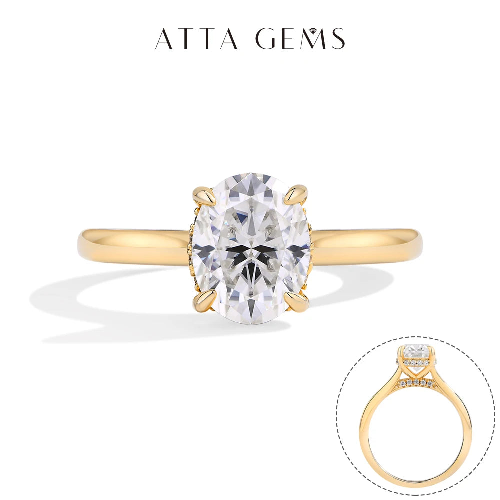 ATTAGEMS Moissanite Ring In Sterling Silver For Women