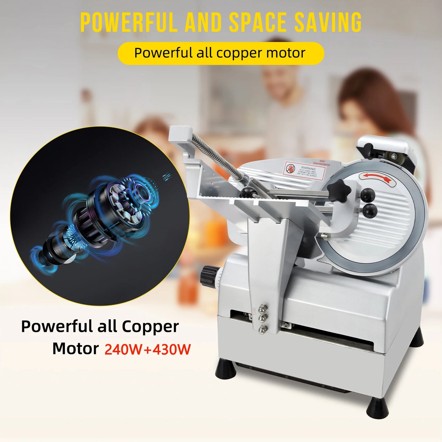 Adoolla Automatic Meat Slicer 240W 430W Dual Motor Blade