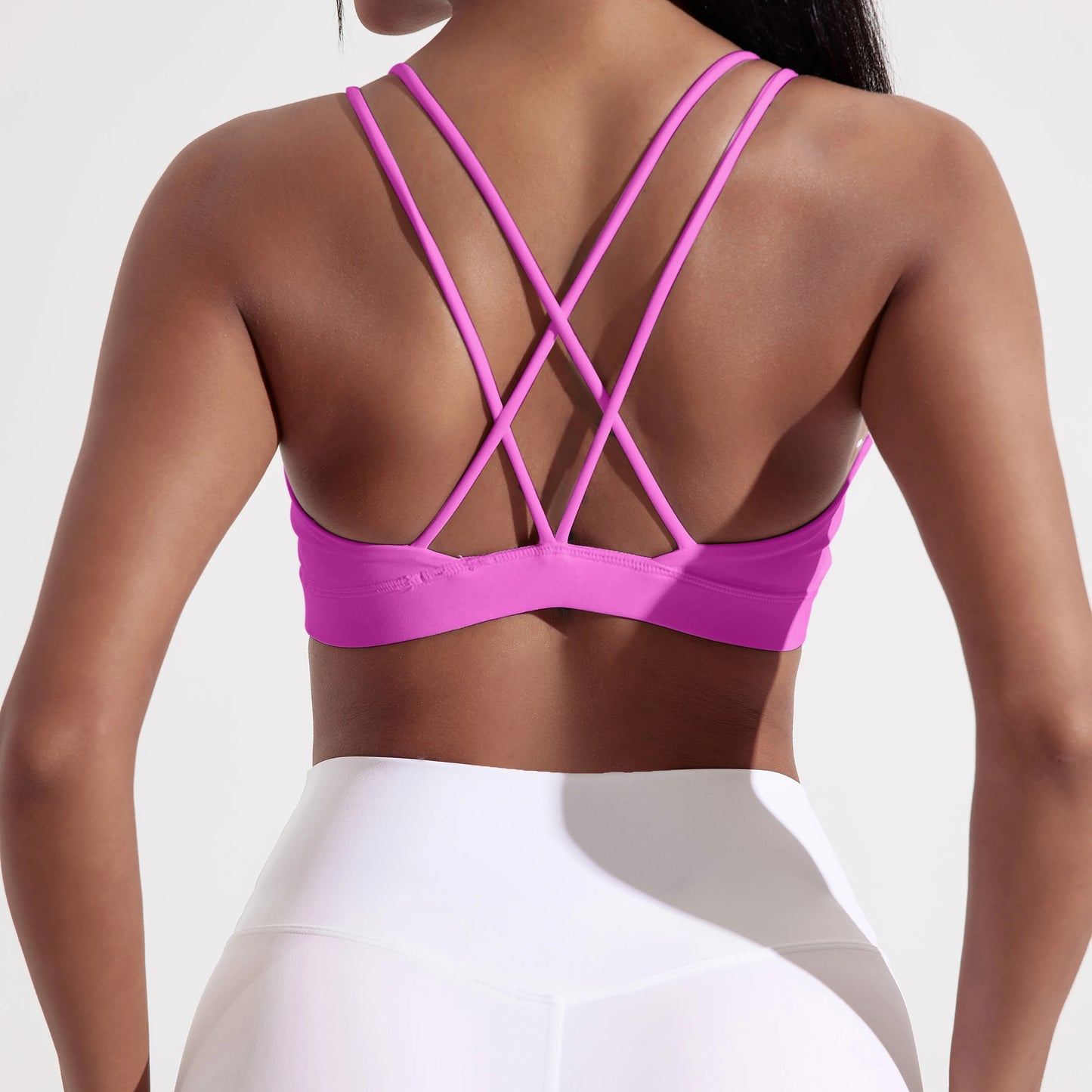 Cross Fitness Sports Bra For Women With Chest Pad Nylon Spandex Gym Yoga