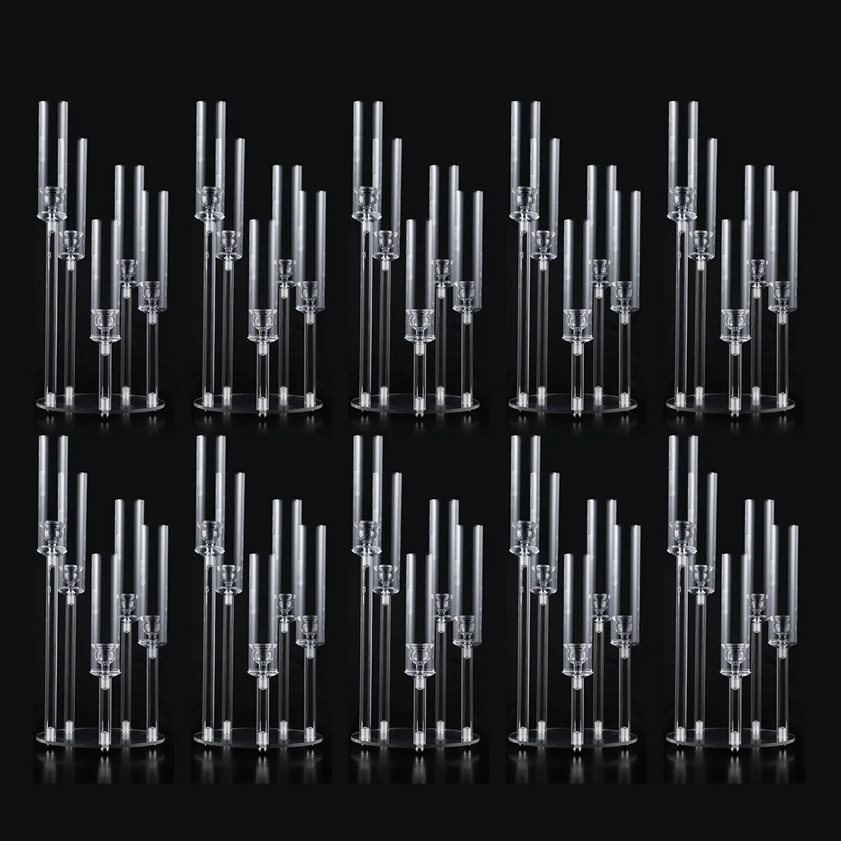 VINCIGANT 10pcs Acrylic Candelabra Centerpiece 5 Arm Candlesticks