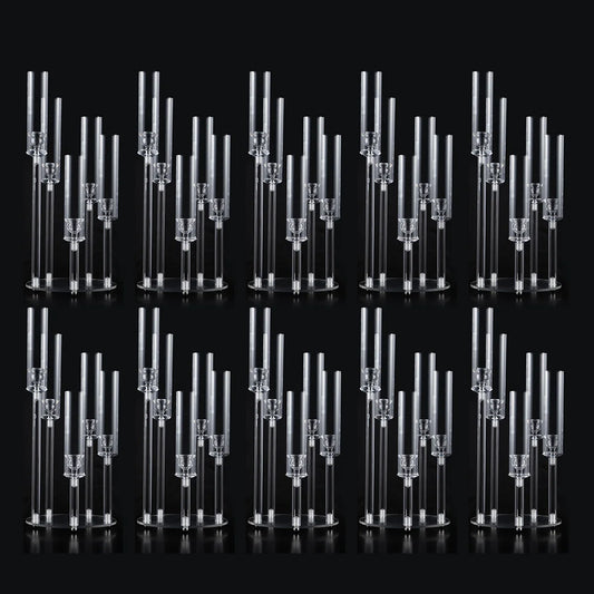 VINCIGANT 10pcs Acrylic Candelabra Centerpiece 5 Arm Candlesticks