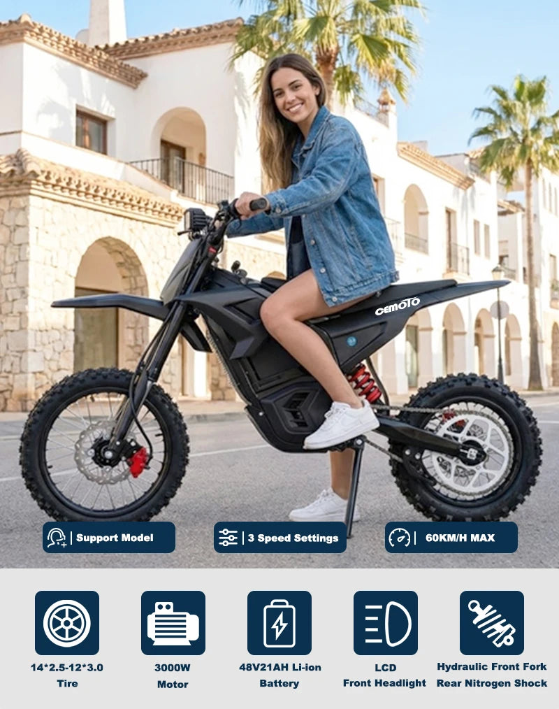 D02 Electric Bicycle 3000W Peak Motor Off Road Bike