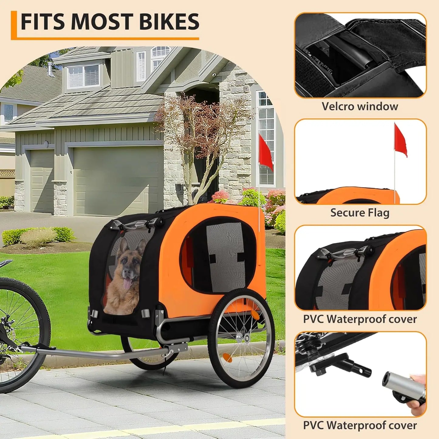 TWISTER.CK Dog Bike Trailer Carrier Foldable With Quick Release Wheels