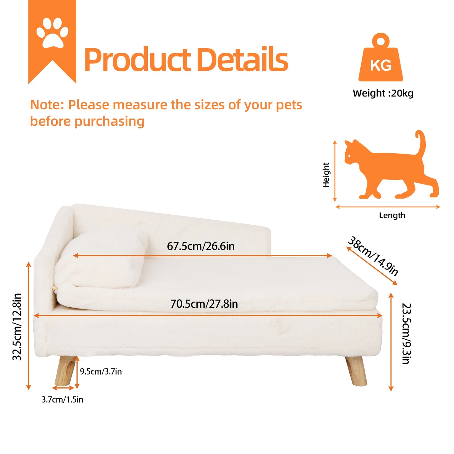 BINGOPAWCN Nordic Elevated Pet Bed With Waterproof Pad