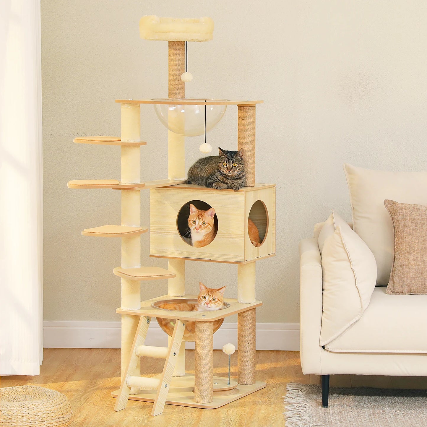 PAWZ Road Multi Level Cat Tree Indoor Wood Tower With Scratching Posts Perch