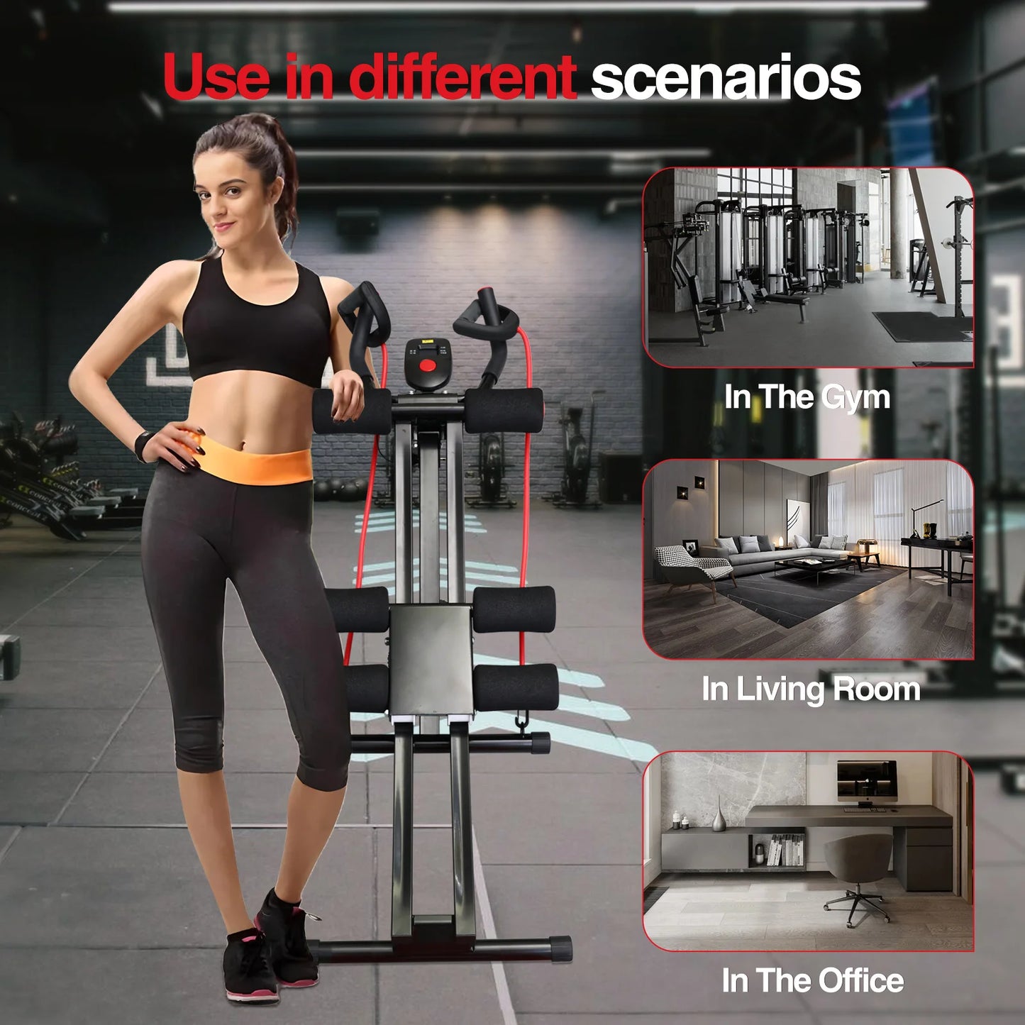 Foldable Ab Machine For Home Gym LCD Display 440 Lbs