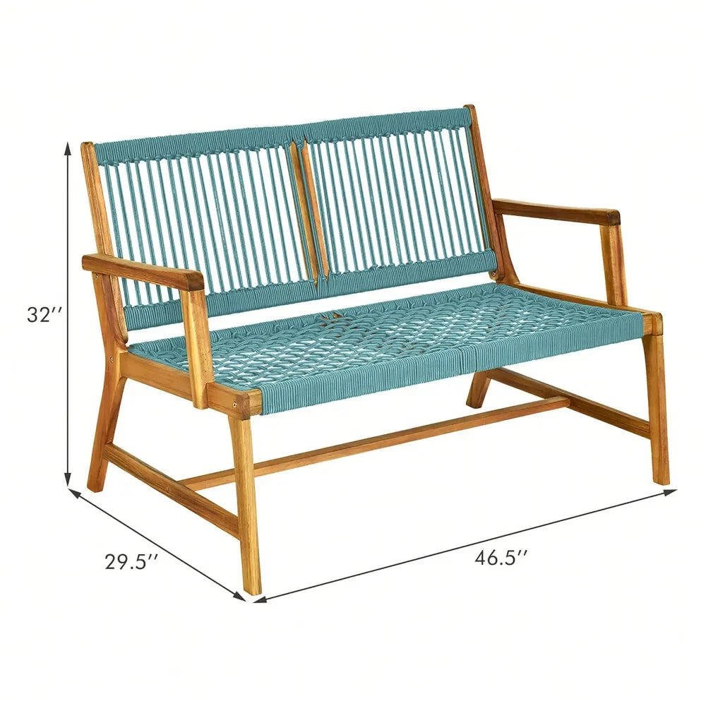 XMSJ 2 Person Patio Acacia Wood Bench Loveseat For Garden
