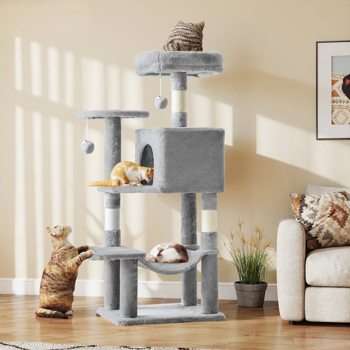 JHKCN Cat Tree Tall Climbing Tower For Indoor Cats