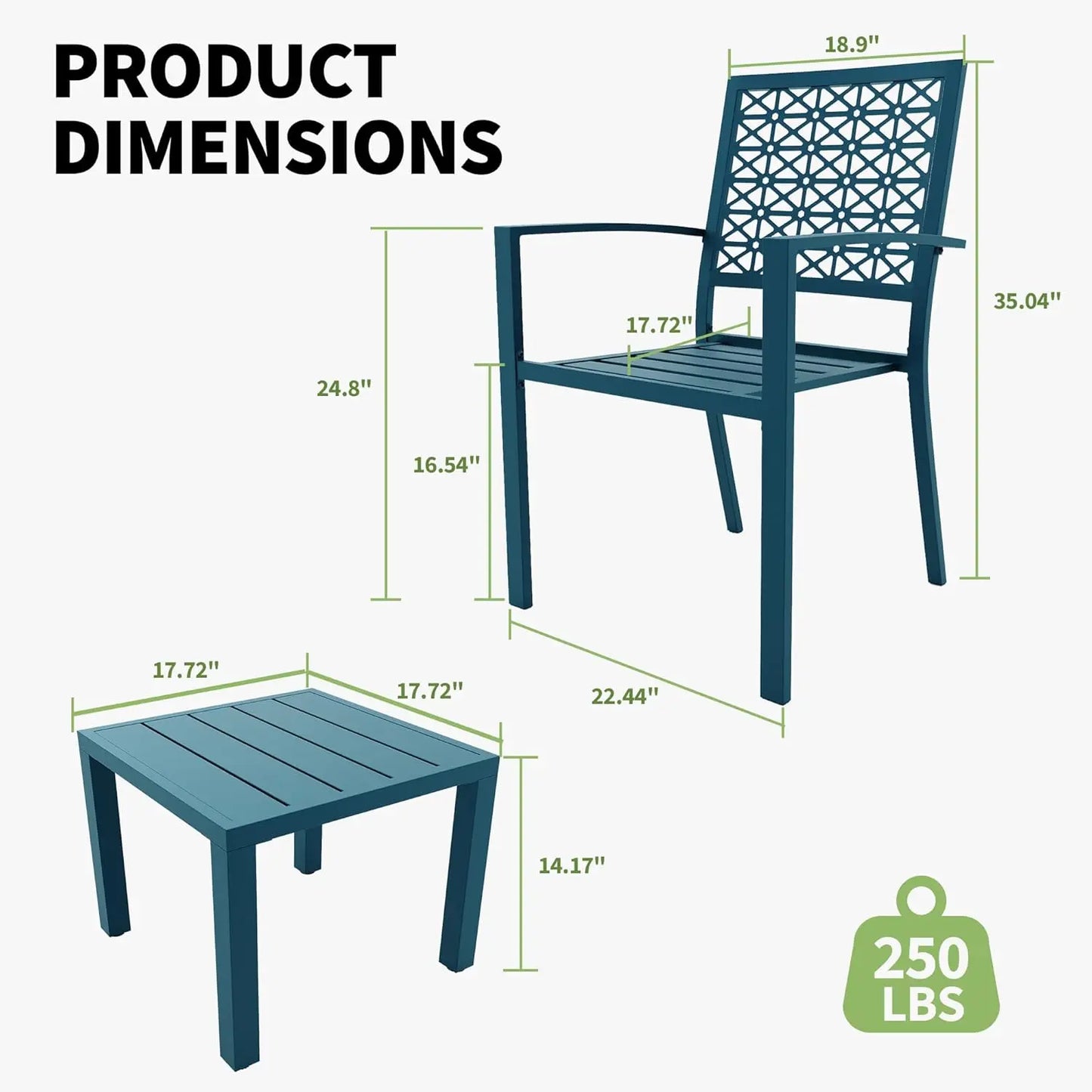 TWISTER.CK Patio Bistro Set 3 Piece Table and Chairs