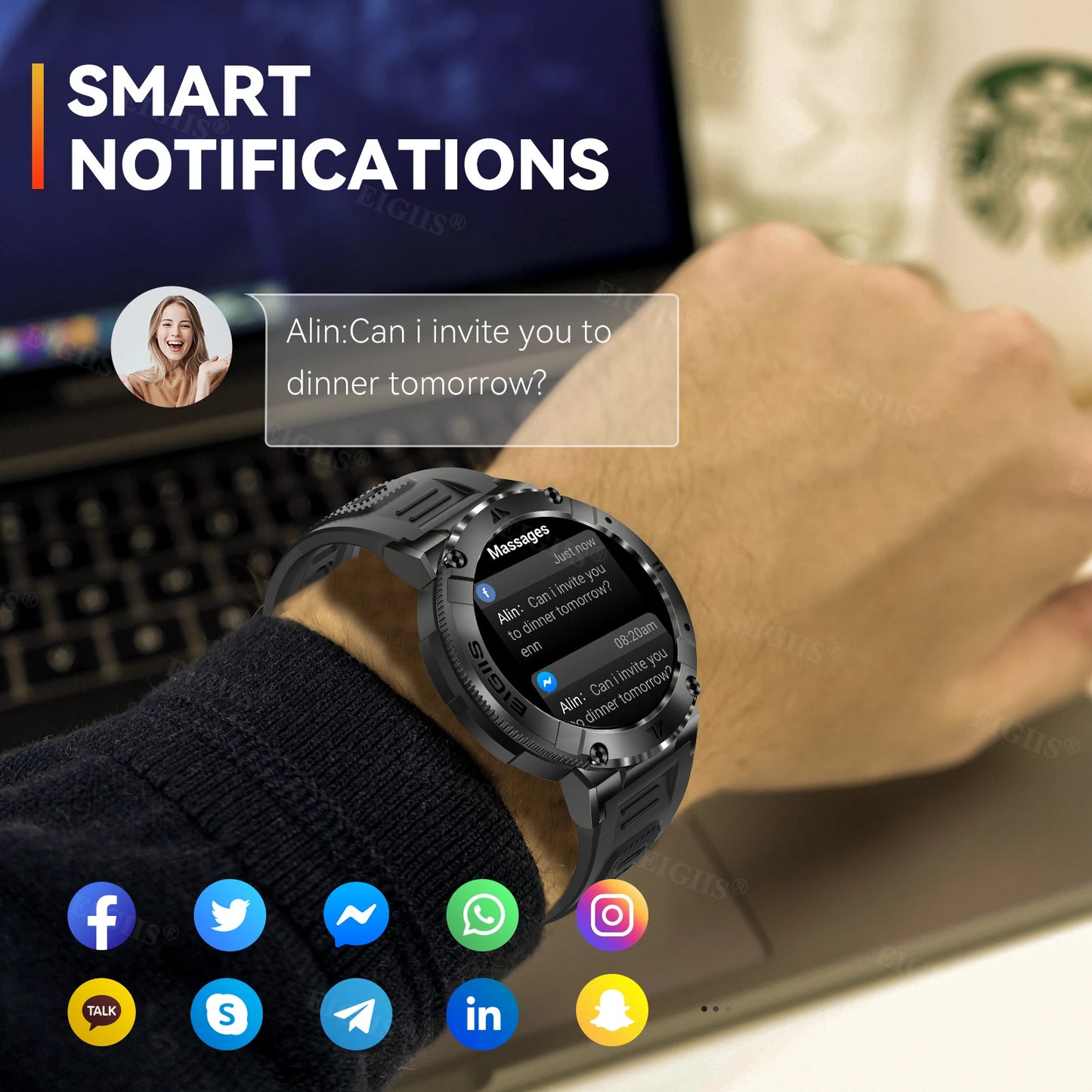 LaNikar Smartwatch For Men TFT Display Bluetooth Blood Pressure Monitor