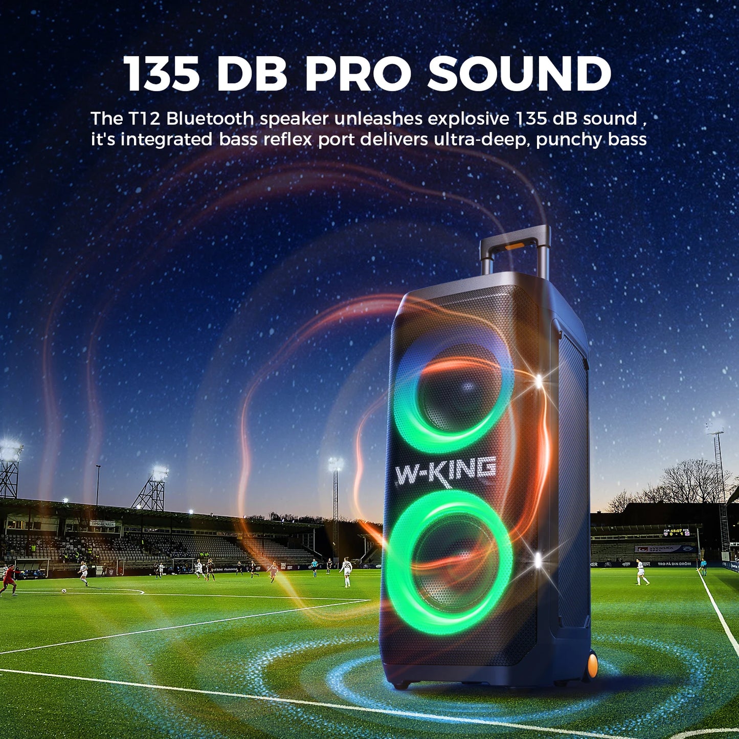 W-King T12 Portable Bluetooth Speaker Pro Sound and Light Show
