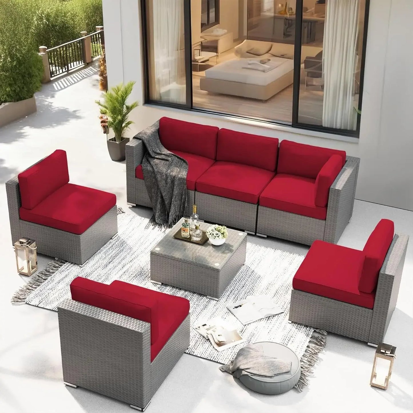Outdoor Patio Furniture Set With Conversation Sofa And Coffee Table