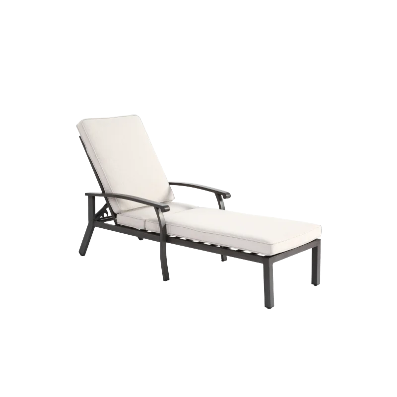 Outdoor Poolside Lounge Chair With Adjustable Backrest And Metal Frame