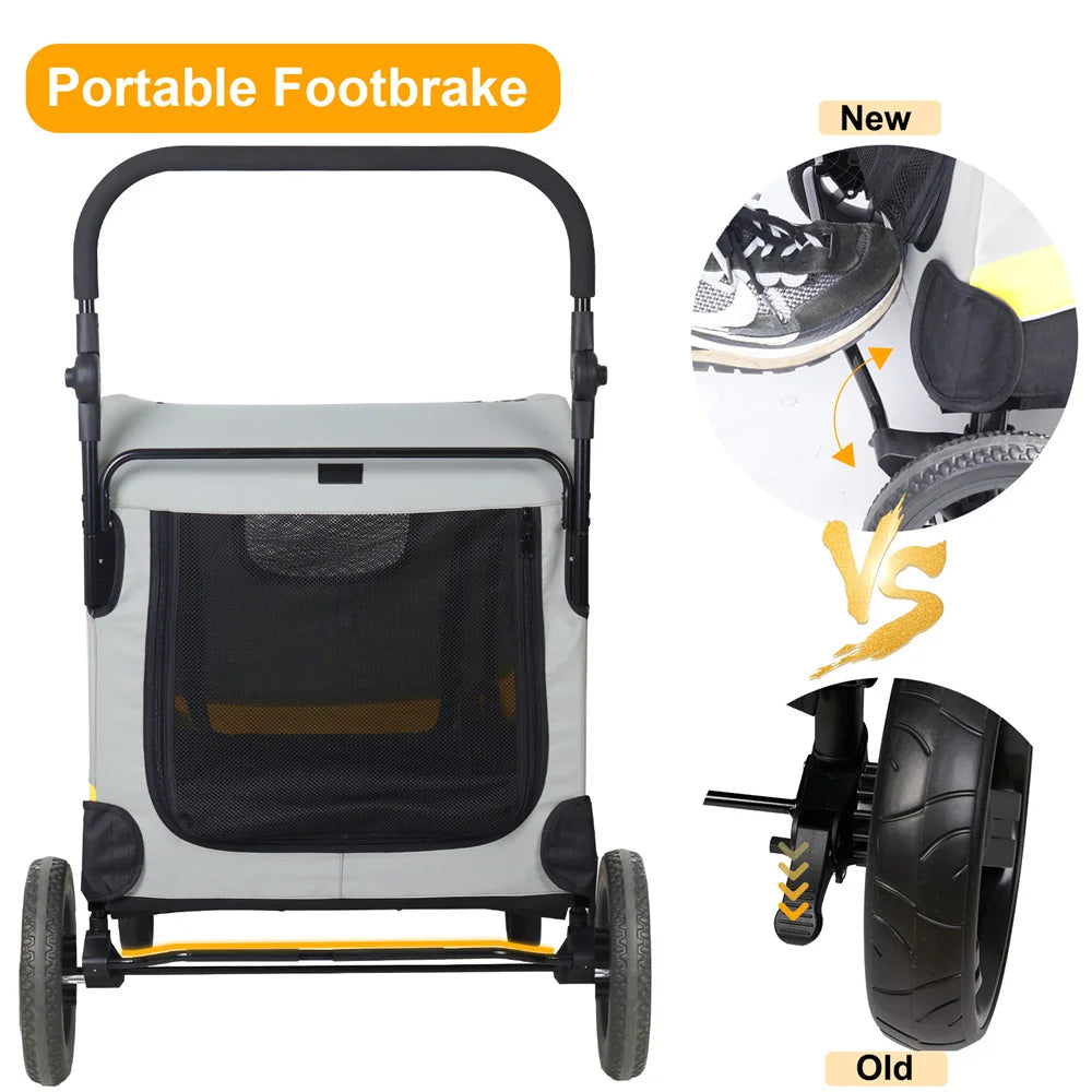 Premium Foldable Dog Stroller Four Wheel Pet Jogger