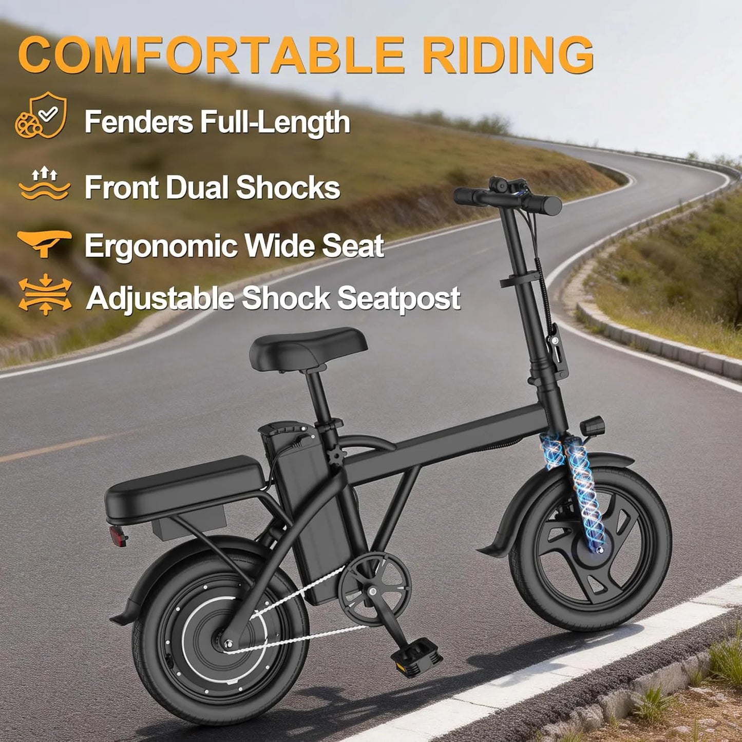 Ladped Foldable Electric Bike 500W 48V Dual Seat Mini E Bike