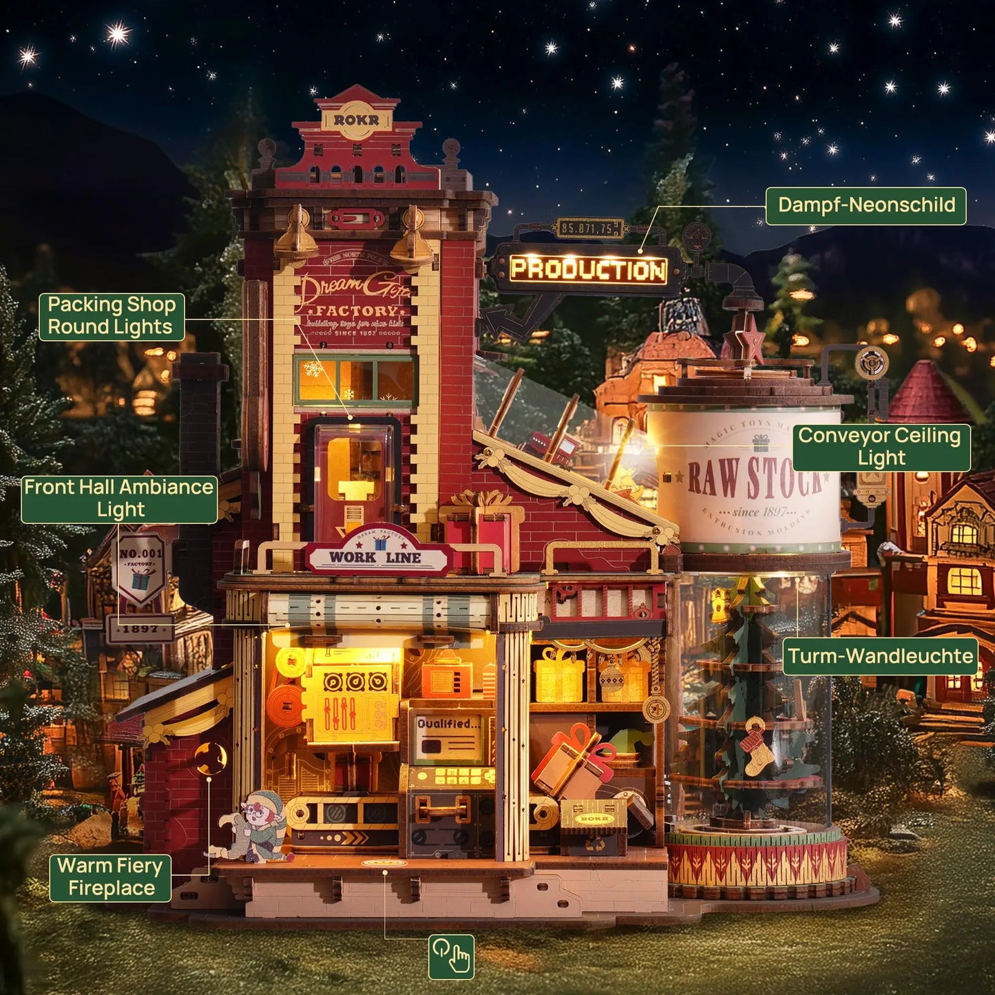 Robotime Rokr Dream Gift Factory 3D Wooden Puzzle With Light