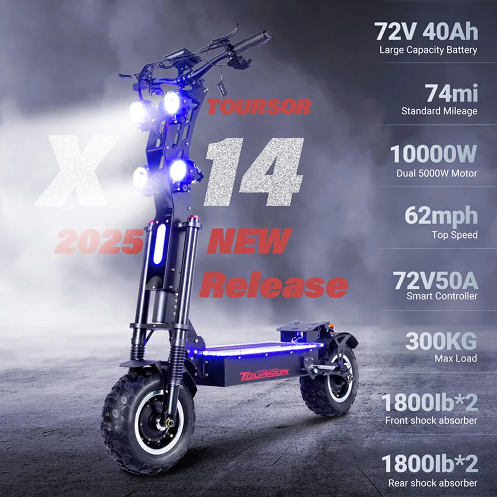 TOURSOR Electric Scooter Dual Motor 8000W 60V NFC Unlock