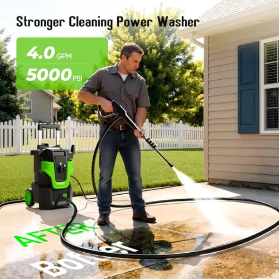 5000 PSI Electric Pressure Washer For Car And Home With Metal Housing