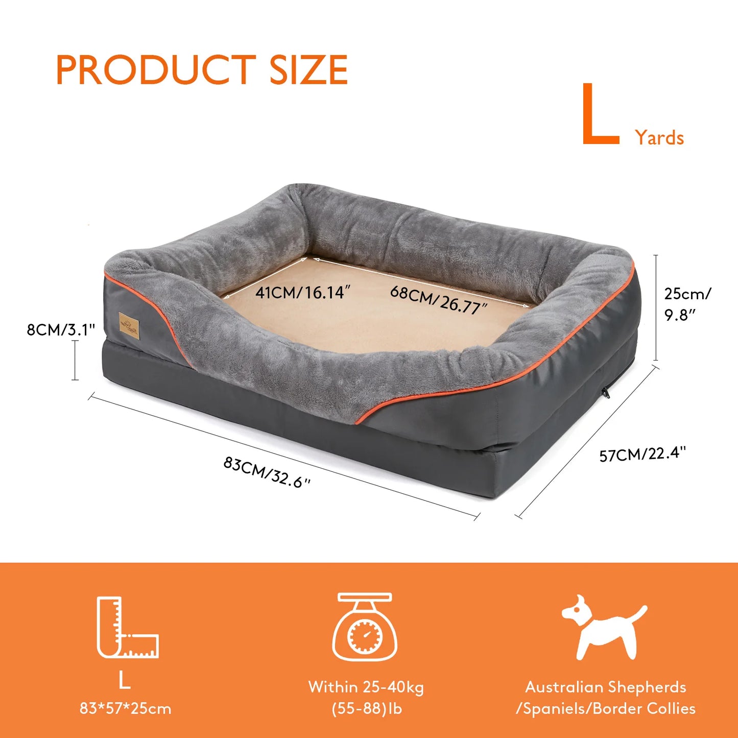 BINGOPAWCN Anti Allergy Warm Fleece Dog Bed Waterproof Removable Cover